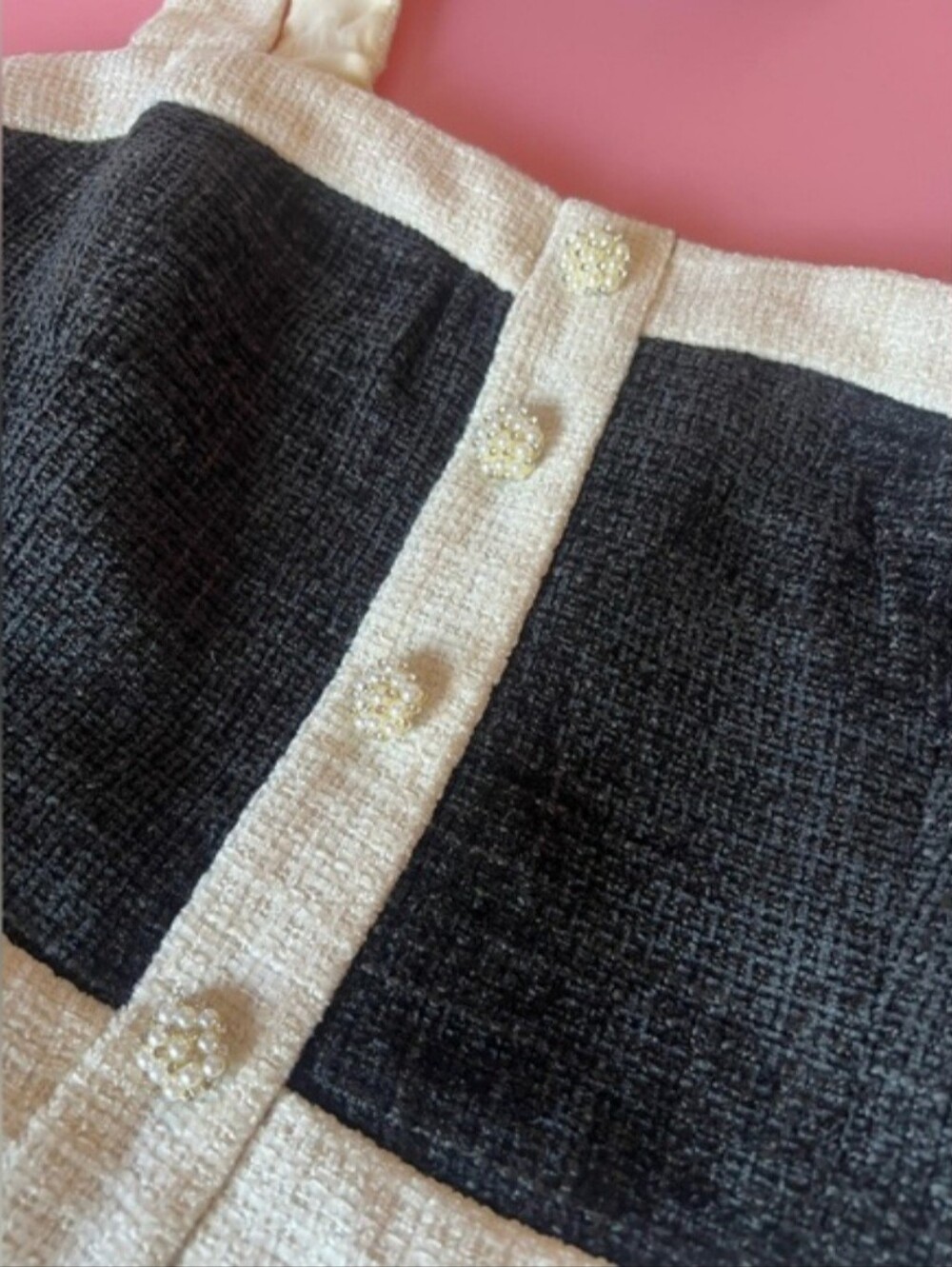 Divine Luxury Black and White Tweed Pearl Mini Dress. New With Tags. - Picture 2 of 4